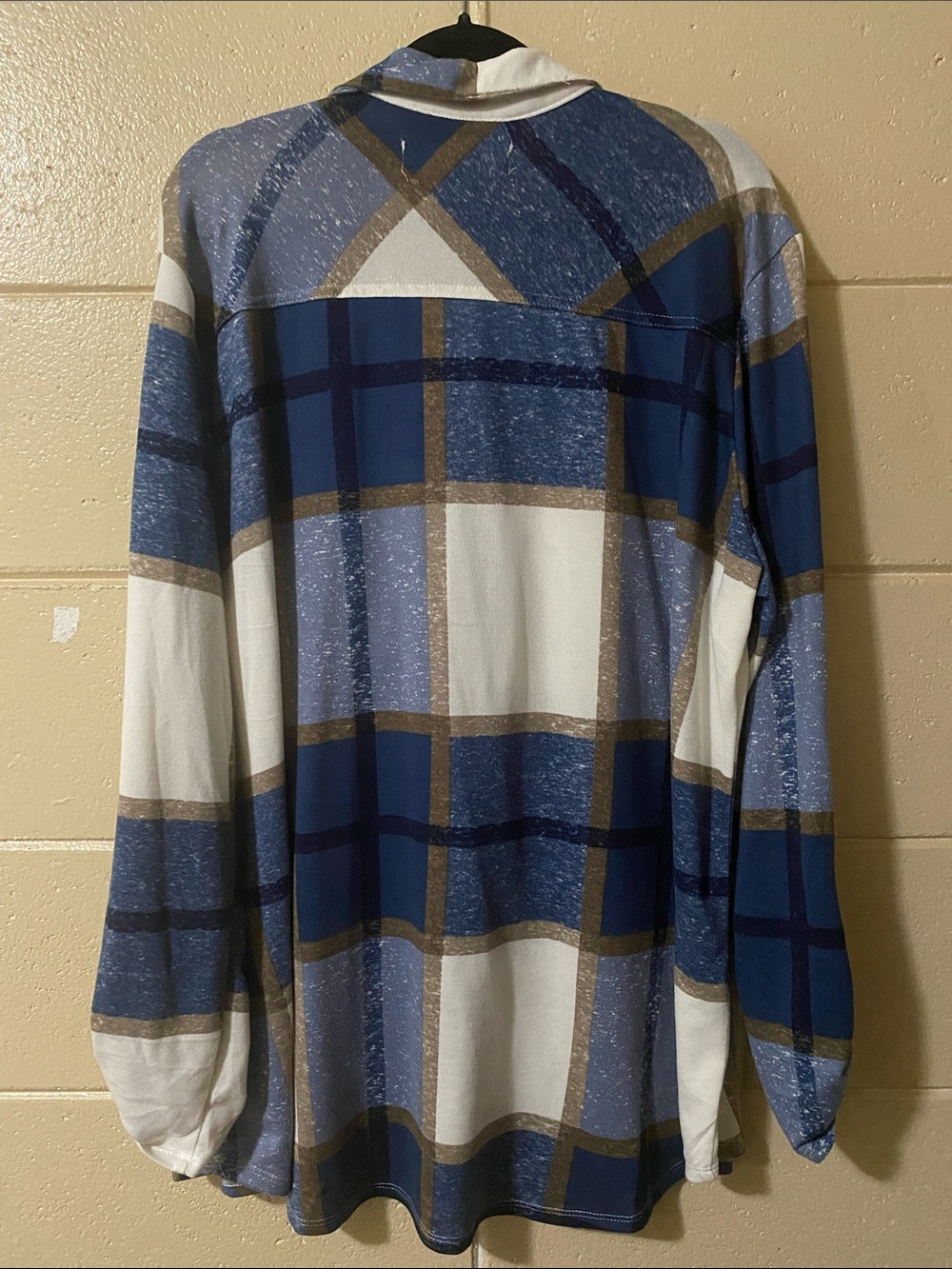 French Laundry Blue White and Brown Plaid Button Front Tunic - Picture 3 of 3